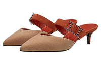 HERMES Blink Slim Heel Wrap-toe Slippers Women's Brown