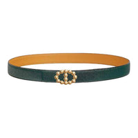 HERMES Calfskin Leather Belts Women's Green Width 2.4CM