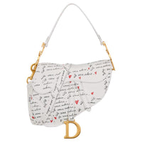 DIOR Calfskin Saddle Bag Portable Crossbody Bag Shoulder Bag Women's White