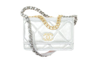 CHANEL Sheepskin Shoulder Bag Crossbody Bag Wallet Women's Silver