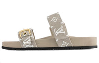 LOUIS VUITTON Bom Dia Rubber Sole Slide Slippers Women's Gray