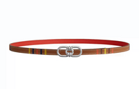 HERMES Signature Plaisance Double-Sided Smooth Buckle Leather Belts Women's Multicolor Width: 1.3cm