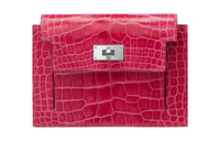 HERMES Kelly Pocket Crocodile Leather Wallet Regular Women's 0D Rose Mexico Mexican Powder