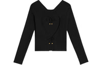 CELINE Heart Underpinning Silk And Cotton Top Black