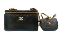 CHANEL Cow Leather Combo Bag Long Box Bag Shoulder Bag Crossbody Bag Women's Black