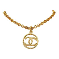 CHANEL 1980-1990 Plated Cc Station Pendant Costume Necklace