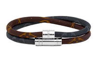 LOUIS VUITTON KEEP IT DOUBLE LEATHER Wristbands Unisex Gray/Brown