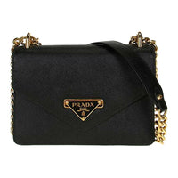 PRADA Saffiano Cow Leather Envelope Bag, Crossbody Bag, Shoulder Bag Women's Black