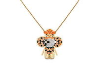 LOUIS VUITTON Vivienne Orange Lion Dance Pendant Yellow Gold White Gold Lacquer Diamonds & Colored Stones