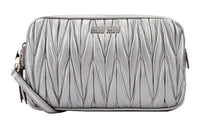 MIU MIU Cow Leather Shoulder Bag Women's Silver
