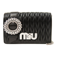 MIU MIU Lambskin Crossbody Bag Shoulder Bag Women's Black