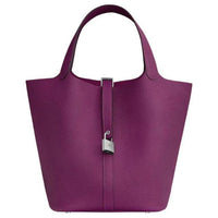 HERMES Picotin Lock Leather Basket Bag Handbag Bucket Bag Women's Purple
