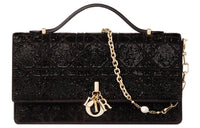 DIOR Cotton Beaded Embroidery Shoulder Bag, Crossbody Bag, Handbag Mini Women's Black
