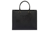 PRADA Saffiano Leather Shoulder Bag Crossbody Bag Handbag Large Size Women's Black