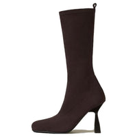 HERMES Halo Knee-high Boots 9.5cm Women's Brown