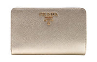 PRADA Leather Wallet Small Size Women's Silver