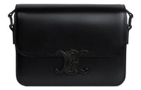 CELINE Triomphe Shiny Calfskin Crossbody Bag Shoulder Bag Women's Black