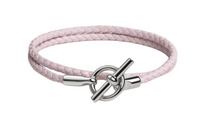 HERMES Calfskin Palladium-Plated Bracelets Women's Light Purple