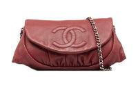 CHANEL Leather Shoulder Bag Crossbody Bag Wallet Women's Brick Red