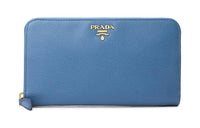 PRADA Saffiano Leather Wallet Women's Blue