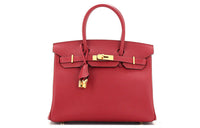 HERMES Epsom Leather Birkin Bag Handbags 30 Women's K1 Rouge Grenade Garnet Red