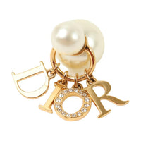 DIOR Pearl Rhinestone Earrings Women's Gold
