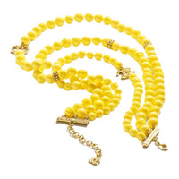 CHANEL Metal Artificial Pearl Rhinestone Necklaces Unisex Yellow
