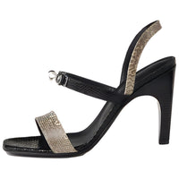 HERMES Glamour Strap Sandals 9.5cm Women's Black