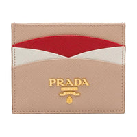 PRADA Saffiano Leather Card Holder Women's Fire Red