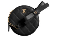 CHANEL 21K Winter Leather Round Bag, Shoulder Bag, Crossbody Bag Women's Black