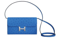 HERMES Constance To Go Ostrich Leather Wallets Handheld Shoulder Bag Crossbody Bag Women's O7 Bleuet Cornflower Blue