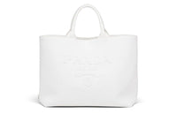 PRADA Fabric Tote Bag Shopping Bag Crossbody Handbag Women's White