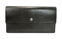 LOUIS VUITTON Monogram Matte Leather Wallet Unisex Black
