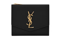 SAINT LAURENT UPTOWN Leather Wallet Trumpets Women's Black