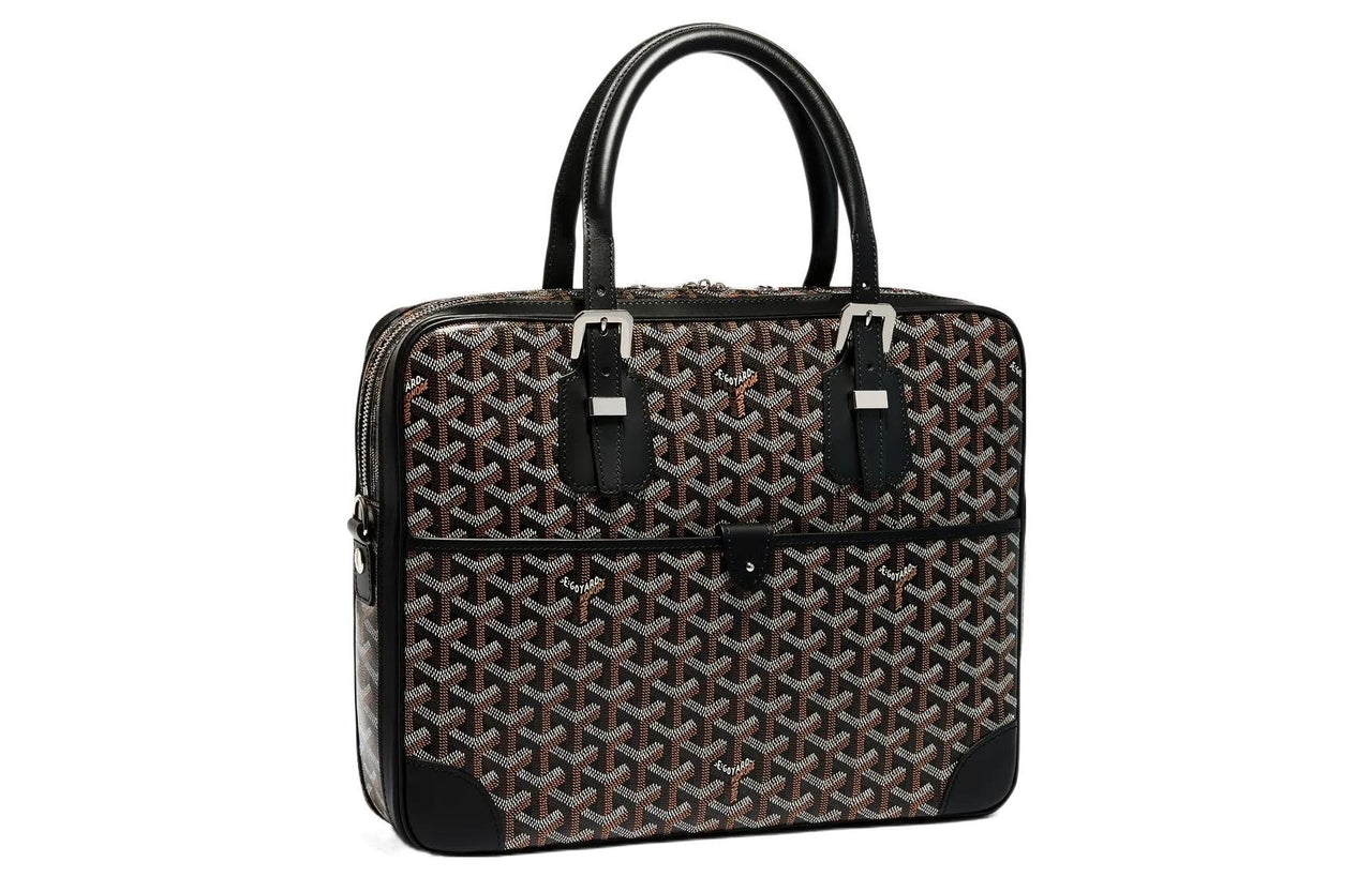GOYARD Ambassade Canvas With Leather Handbags Briefcases Small Size Unisex Black
