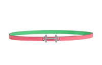 HERMES Leather Belts Women's Rose Red/Green
