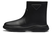 PRADA Pull On Rain Booties Black Rubber Women's