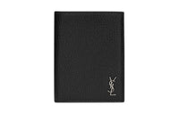 SAINT LAURENT Grain Leather Card Holder, Wallet Small Size Men's Black
