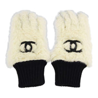 CHANEL Alpaca Gloves Women's White
