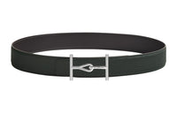 HERMES Individual Silver Buckle Epsom Calfskin Double-Sided Leather Belt Men's Graphite/Dark Green Width: 3.8cm