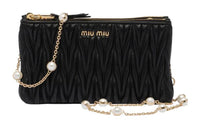 MIU MIU Nappa Leather Handheld Shoulder Bag Women's Black