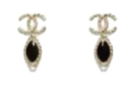 CHANEL Rhinestone Earrings Women's Black