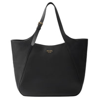 PRADA Leather Tote Bag Shopping Bag Shoulder Bag Handbag Large Size Women's Black