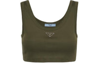 PRADA Logo-plaque Cotton Tank Top