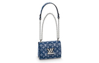 LOUIS VUITTON Twist Python Skin Shoulder Bag Crossbody Bag Small Size Women's Dark Blue