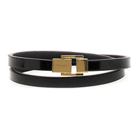 SAINT LAURENT Leather Calfskin Wristbands Women's Black