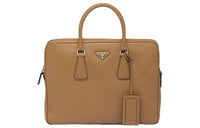 PRADA Saffiano Leather One Shoulder Crossbody Briefcase Handbag Regular Men's Caramel