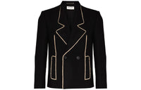 SAINT LAURENT Caban Contrast Trim Blazer