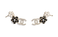 CHANEL Earrings Women's Gold/Black White