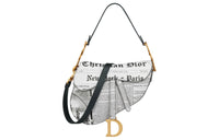 DIOR Saddle Calfskin Saddle Bag, Shoulder Bag, Crossbody Bag, Handbag Women's White & Black